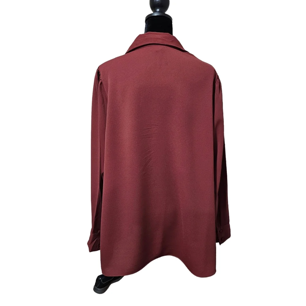 ALFANI Women's Button-down Brick Red Tunic Blouse 2X - Picture 4 of 5